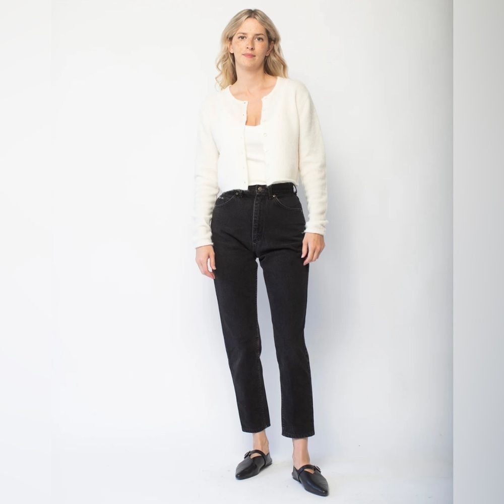 Vintage Lee Black High Waist Straight Leg 90s Retro Minimalist Classic Jeans